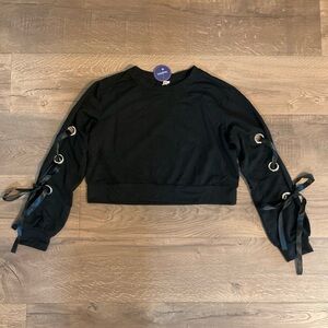 Women’s Sweaty Rocks black cropped sweatshirt with bows, XS